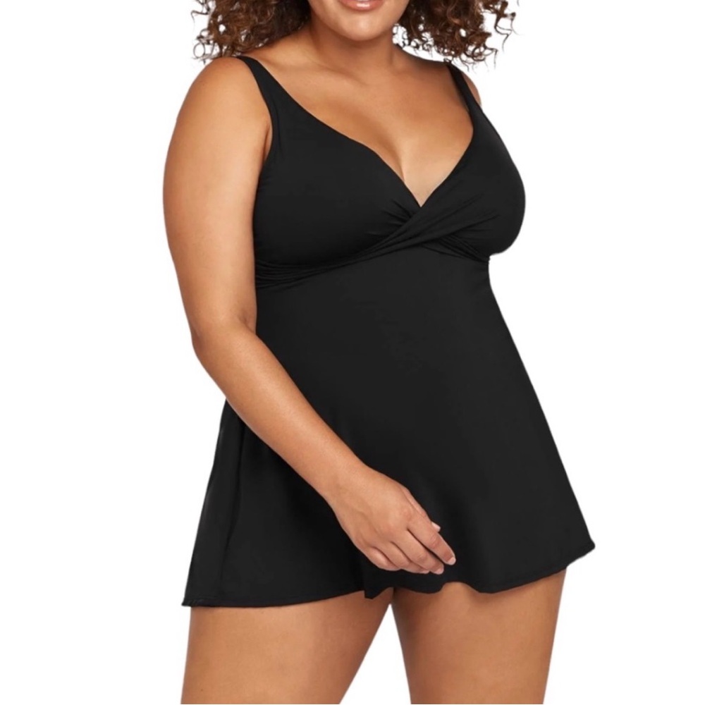 Artesands Delacroix Surplice Black Swim Dress Size 18